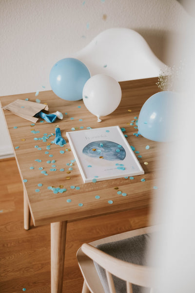 18 Ballons für deine Babyparty - Blau Weiß "Jungs" Edition